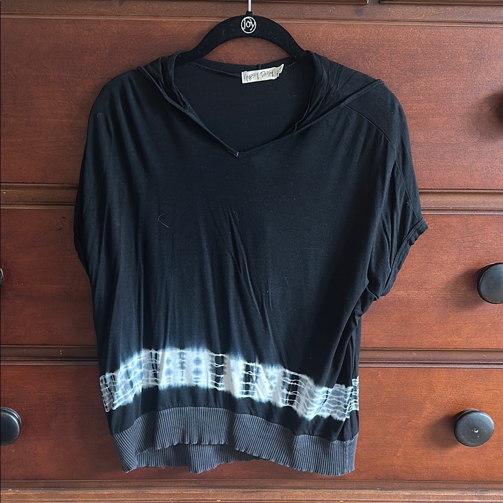 Black and White Asymmetrical Dolman Sleeve Hoodie